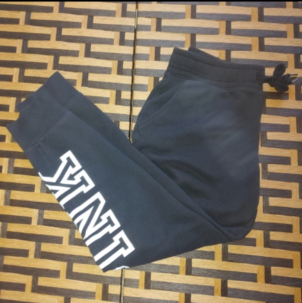 VS PINK EUC Everyday Black Cuffed Jogger SweatPants Sz: S, M